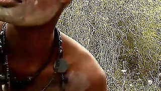 African ebony teen Bianka fucked in the forest by hunter