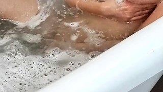 Glamour babe with big boobs masturbates in lingerie