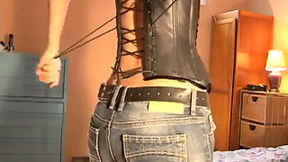 Jeans Domme 2 Corseted Domme Teaches You Cock Bondage