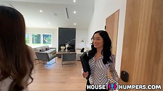 Househumpers my horny wifey invites this hot asian real estate to have three-way at open mansion