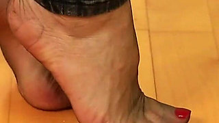 Asmr Nylon Footsteps - Shiny Flats Tapping on Wooden Floor