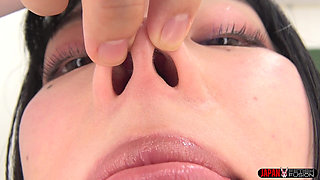 Tsubame Amai Blows Her Nose and Rubs the Mucus on Your Face - Nose Fetish