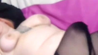 Double Amputee on Pantyhose Hopping and Contracting Stumps
