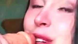 Amateur Girl Sucks Dildo with Homemade Passion