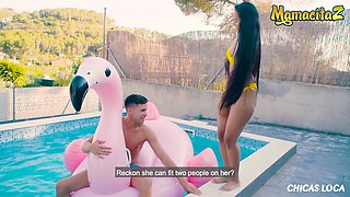 Leggy Latina Andreina De Luxe begs to fuck her bush by the pool