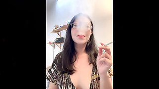 Real Smoking Asian MILF: Topless Smoking, Coughing and Milky Breasts Seduction