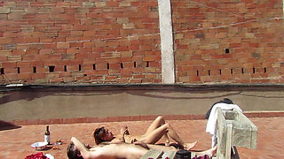 Amateur Couple Fucking on the Terrace, Outside Sex