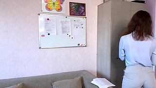 He Came All Over Her Sexy Ass in Her Office Pants