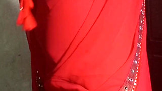 My bald stepbrother wants to fuck me in red saree