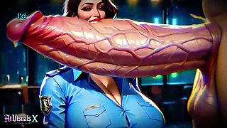 Big-chested Police COUGAR: SPH While Daydreaming About Monster Weenies (Inward Monologue / Wish)