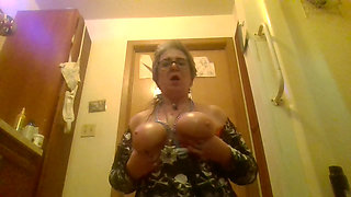 New Model Tries Strip Tease and Touching Herself with Hot Vibe Huge Dildos