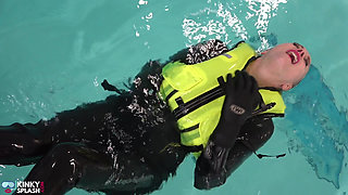 Neoprene Lust: Inflatable Snorkel Vest Pleasure in the Pool