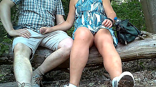 Handjob outdoors in the park in hot weather