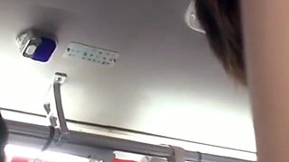 Crowded Bus Tension, Young Wife Stays Still as a Risky Moment Unfolds Beside Her Husband - Scene 1