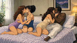 Interracial Kissing and Submissive Cuckold Anime (AI Arts)