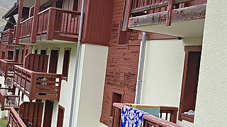 First Small French Squirt on a Balcony in the Mountains