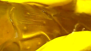 Indian Pregnant Stepsister in Yellow Gloves Plays with a Dildo and Talks Dirty