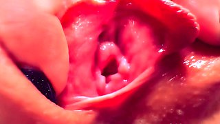 Blonde teen in solo action with her pussy