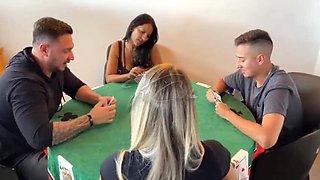 A steamy card game leads to a lesbian encounter between Kel Abate and Bruna Carlos! See more on RED.