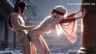 A Chinese Classical Beauty with Skin as White as Snow, Dressed in Red and with White Hair. Blowjob, Cum,episode-1, Ai-generated