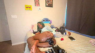 Petite Ebony Takes Machine in Her Ass