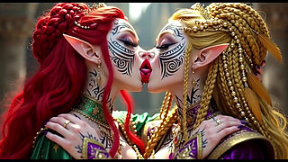 Beautiful Elves Princess Kissing, Ai Animation