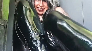 Shiny Pvc Suit Masturbation - Loud Squeaks While I Rub Myself