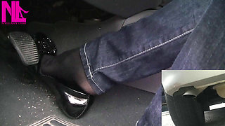 Revving with Exhaust Shot in Black Ballet Flats