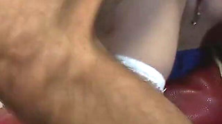 Slammed on a red couch she gets wet with pleasure