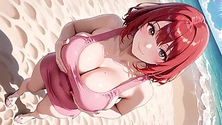 Passionate Crimson-Haired Hottie's Seaside Plow: From Getting down on all fours Gargle to Numerous Pop-shots Inwards