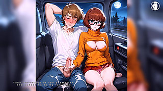 Velma Playing a Hot Handjob for Shaggy to Cum in Her Pussy Marking Her Panties - Ai Hentai