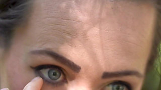 Close up Outdoor Smoking - Petite Brunette