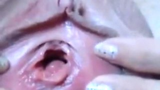Rubbing my huge clit, my pussy gaping wide