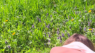 Sweet bunny was fucked by a stranger on the green field.