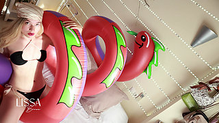 I Seduce My Giant Inflatable Snake in a Black Bikini