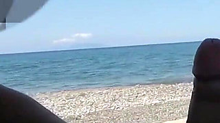 Exhibitionist Outdoor Amateur Girl Sucks Big Cock on Nudity Beach to Viewer with Cum