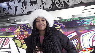 German Scout - No Condom Anal Sex at Pick up Casting for Black Girl Vicky Menage