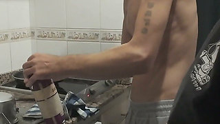 Step Daughter Cooks Dinner with Step Dad, Things Get Saucy and Start to Sizzle in the Kitchen