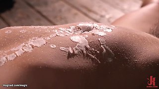 Bound hairy babe anal fisted