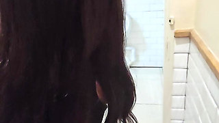 Risky real sex in restaurant bathroom with hot amateur couple