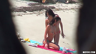 Pervs on Patrol - Latina Missy Mart Seduces a Lucky Hiker for a Hot Topless Beach 3some Session