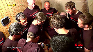 Horny Sluts Gangbanged by 10 Guys Getting Their Faces Covered in Cum