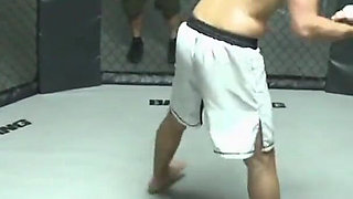 Hot blonde teen gets facial in boxing ring