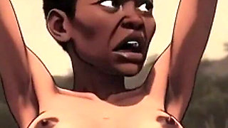 Ebony African Beauty Bound in Wild Savanna - Fear & Intense Arousal