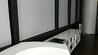 Horny amateur masked Asian teen toying on webcam show