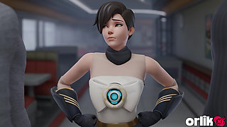Tracer Gets Bored and Services Two Bbcs - Premium 3D Overwatch Animation