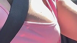 Artemisia Love Big Tits Walking Outdoor and Flashing Her Juicy Nipples in the Car