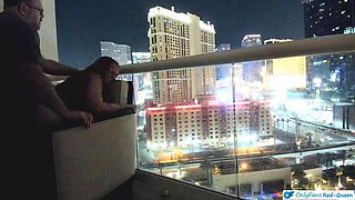 Hot BBW Redhead Fucks on Vegas Balcony - Public Outdoor Sex 4K