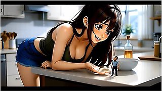 Tiny Man In Kitchen - Ai Giantess Vore