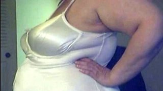 Big-Titted BBW Granny on Webcam in Satin Body Suit